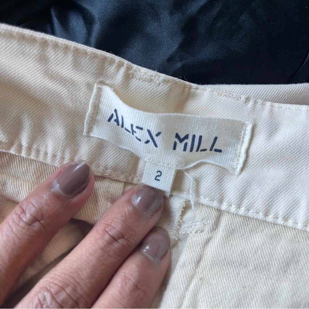 Alex Mill Kelly Wide Leg High Waist Pant Chino in Oatmilk - Picture 5 of 12
